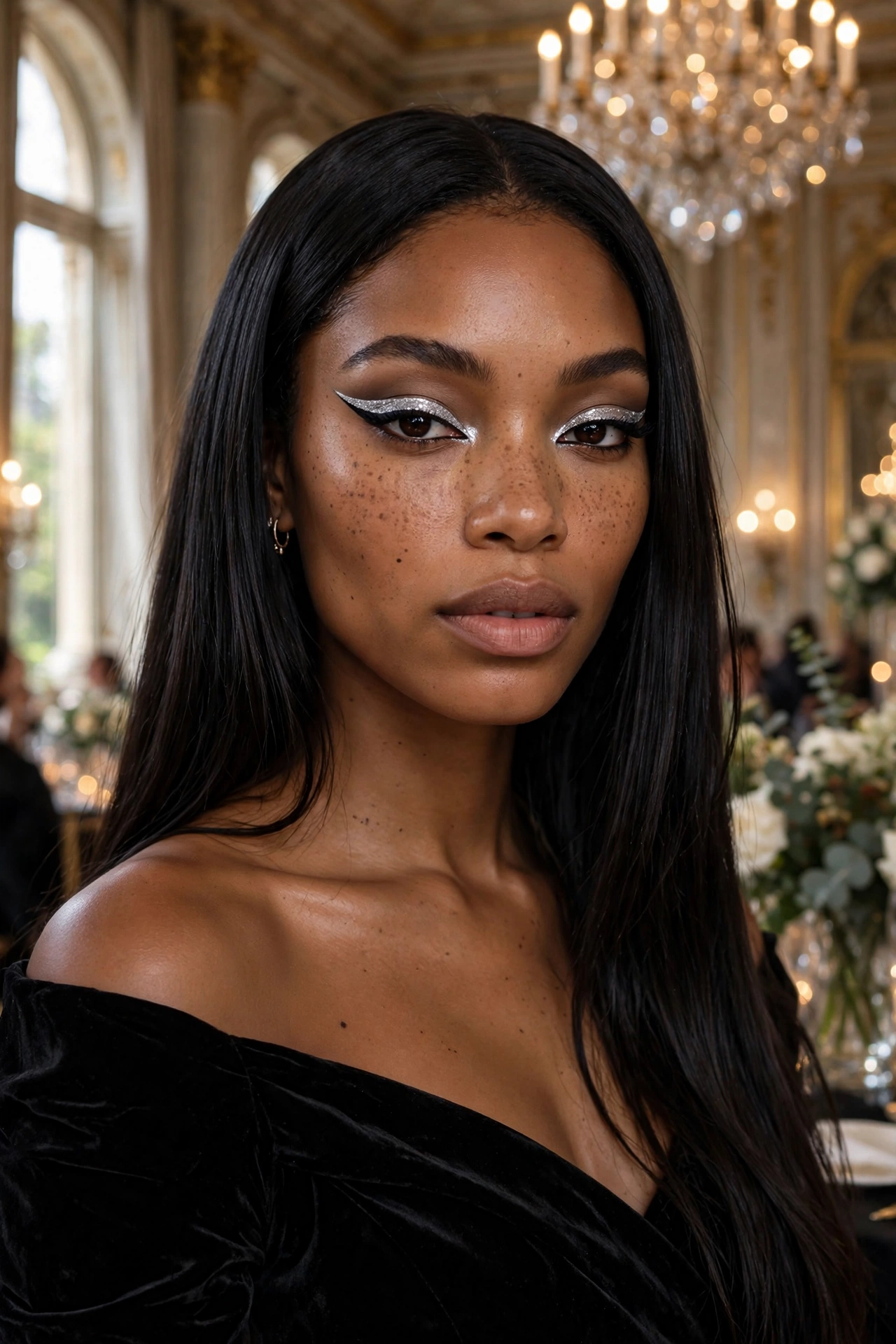 Silver winged eyeliner
