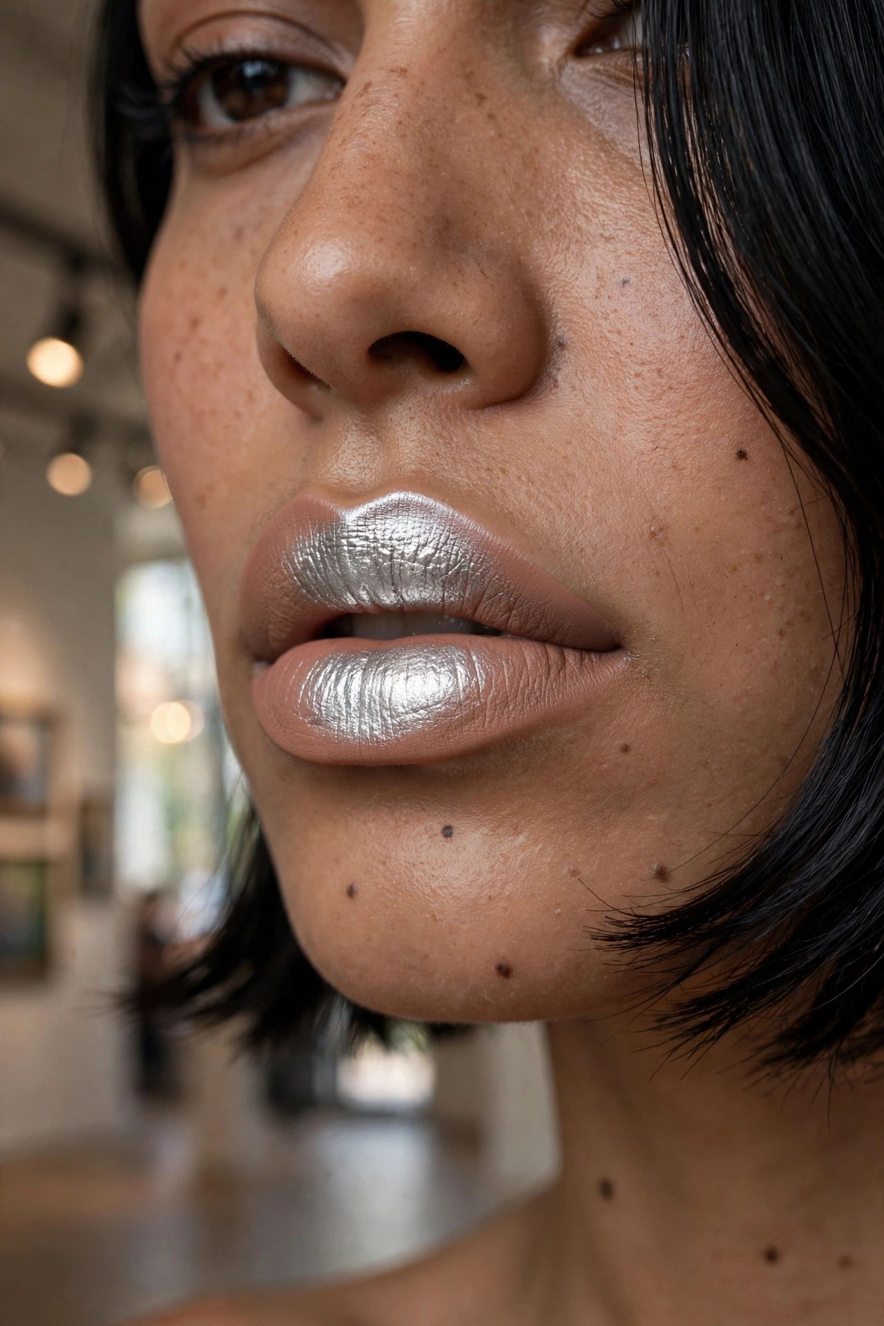 Silver chrome lip accent